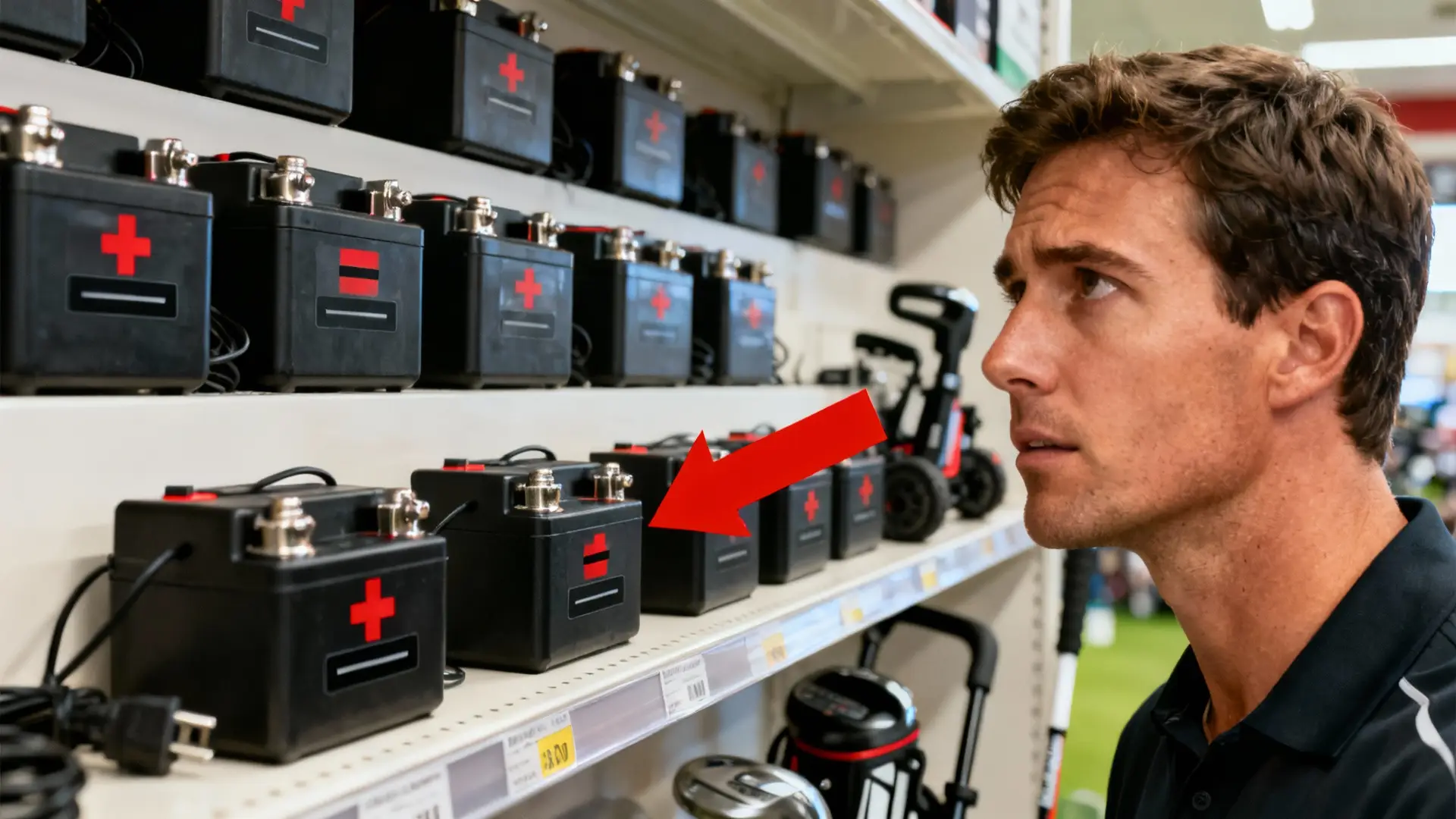 Golfeur cherchant une batterie de rechange