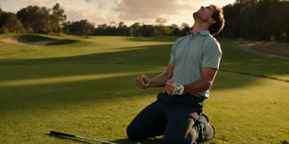 Golfeur énervé qui vient de faire une erreur sur le parcours